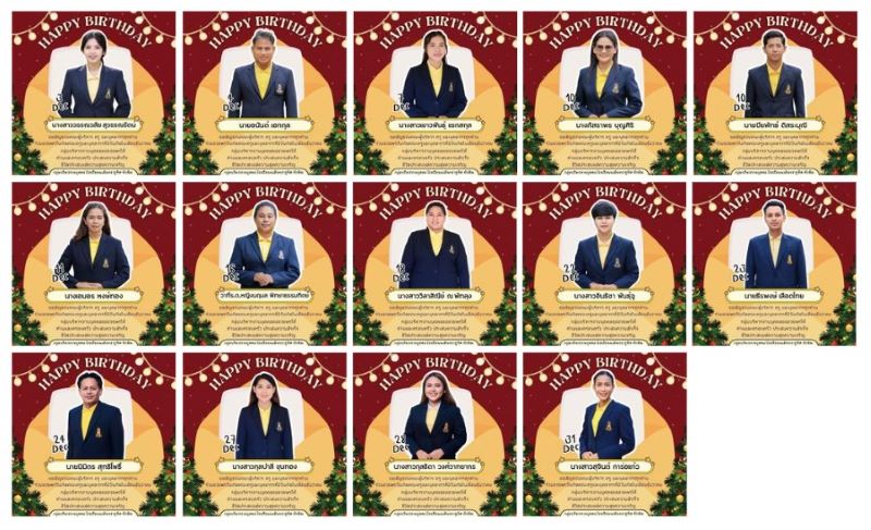 สุขสันต์วันเกิดคุณครู และบุคลากร ประจำเดือน ธันวาคม 2568